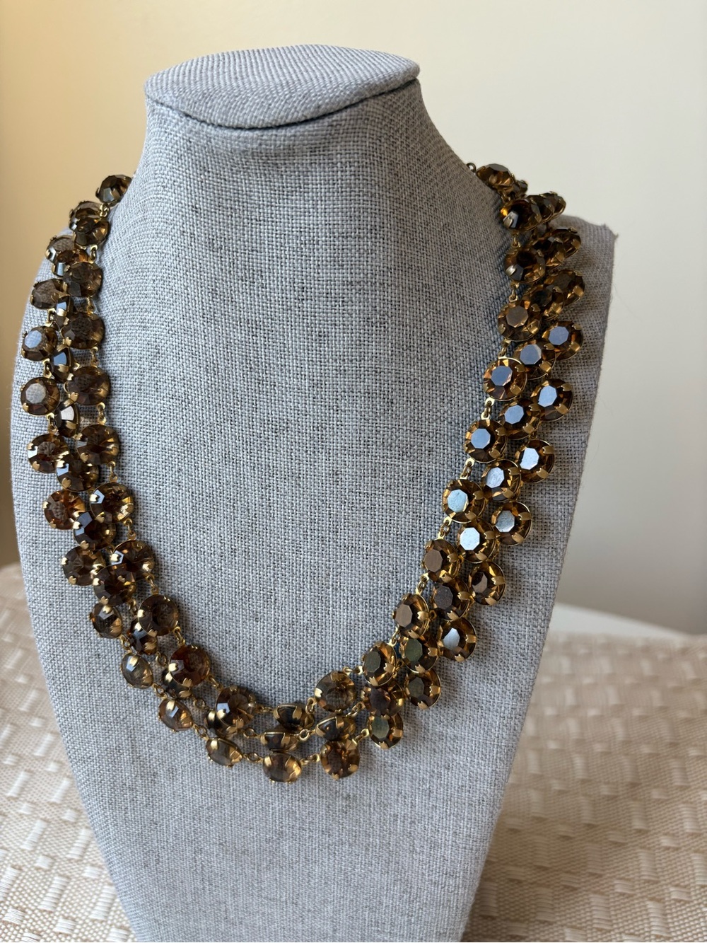 Vintage Necklace Smokey Quartz alike Glass Beads, 1920s Old World Gatsby Mobwife